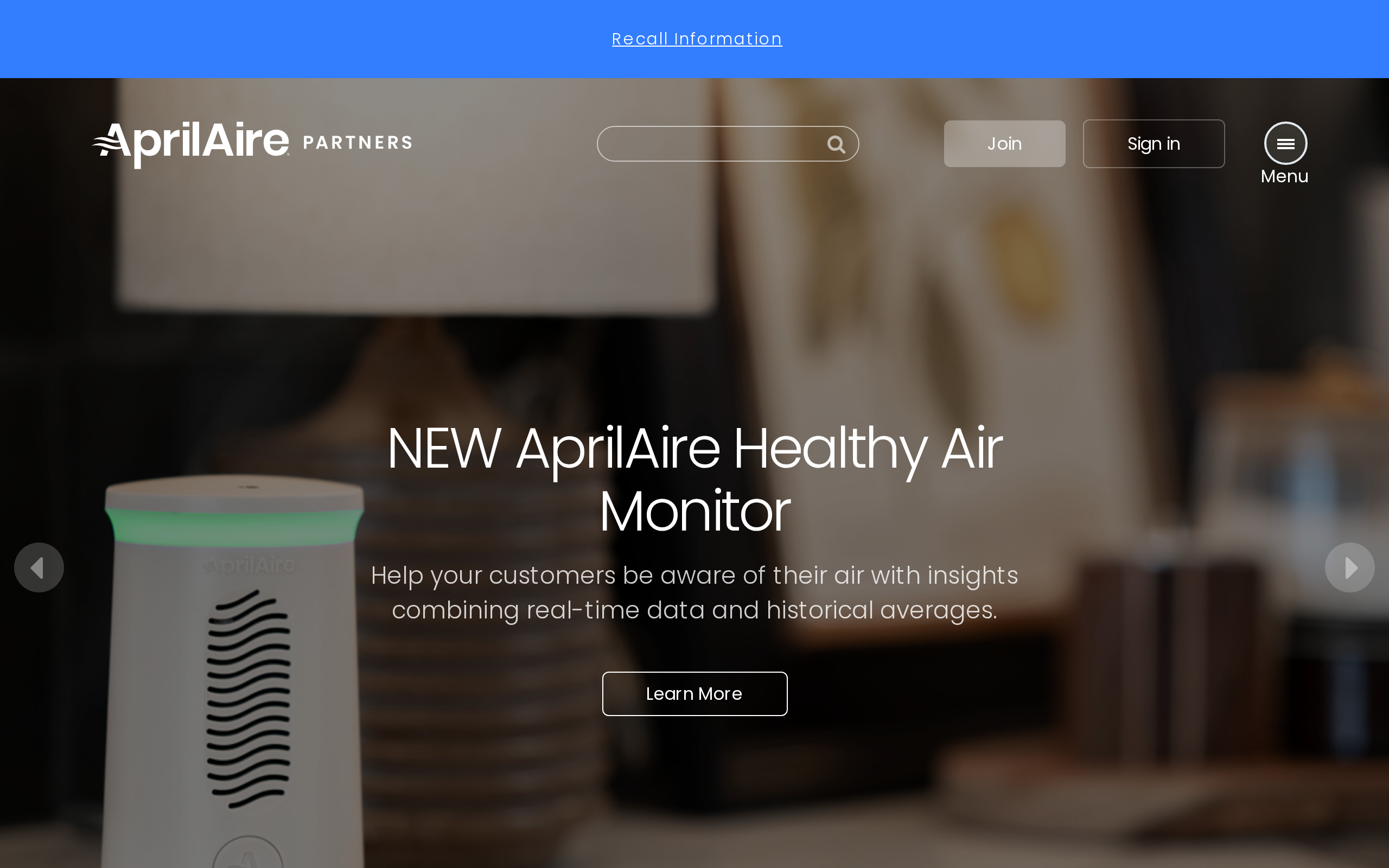 AprilAire Partners website homepage