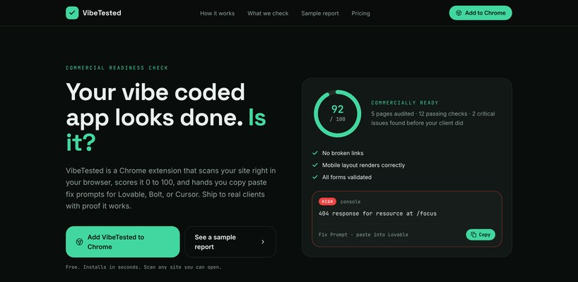 VibeTested product screenshot