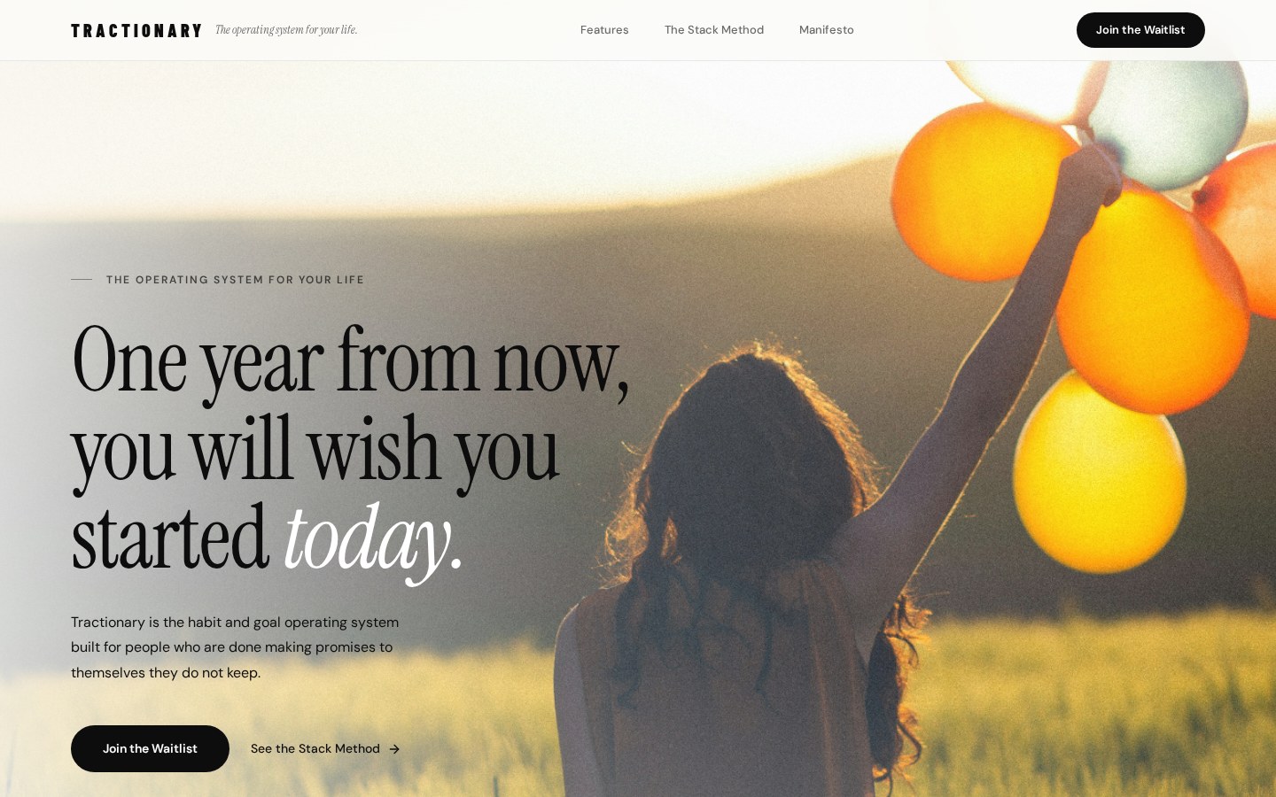 Tractionary website homepage