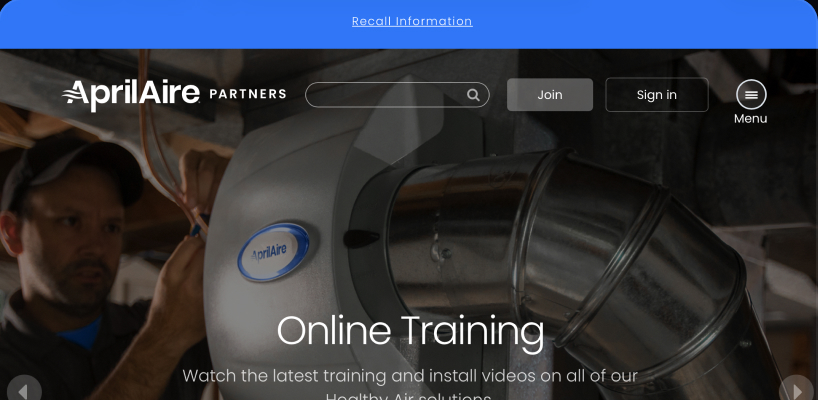 AprilAire Partners product screenshot